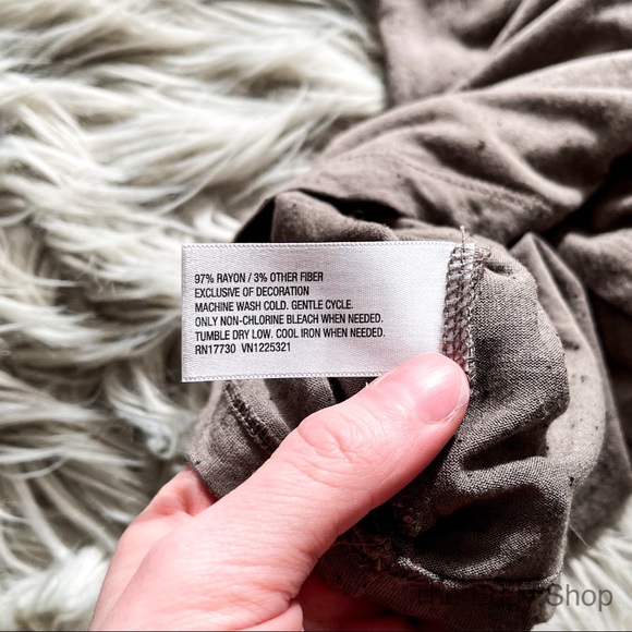 Mossimo | Faux Leather Trim Short Sleeved V-Neck T-Shirt - Picture 5 of 5